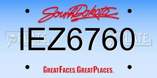 IEZ6760 South Dakota License Plate