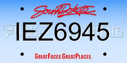 IEZ6945 South Dakota License Plate