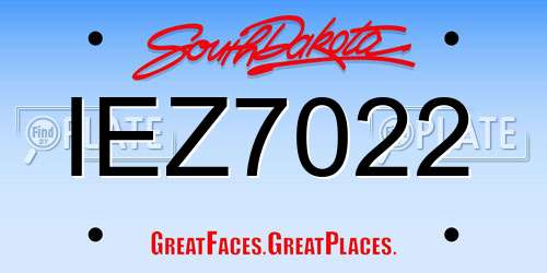 IEZ7022 South Dakota License Plate