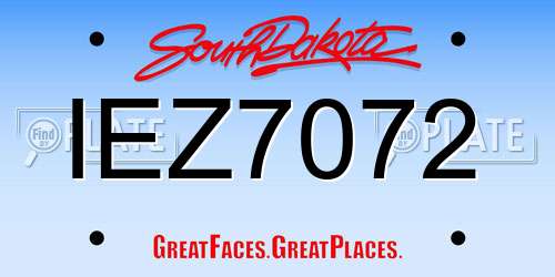 IEZ7072 South Dakota License Plate