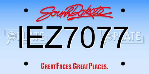 IEZ7077 South Dakota License Plate