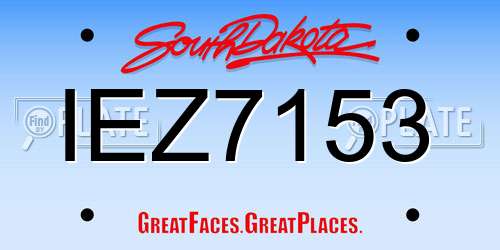 IEZ7153 South Dakota License Plate