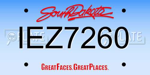 IEZ7260 South Dakota License Plate