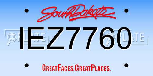 IEZ7760 South Dakota License Plate