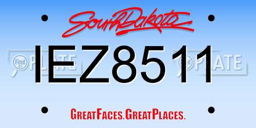 IEZ8511 South Dakota License Plate