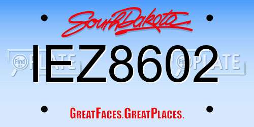 IEZ8602 South Dakota License Plate