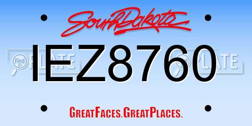 IEZ8760 South Dakota License Plate