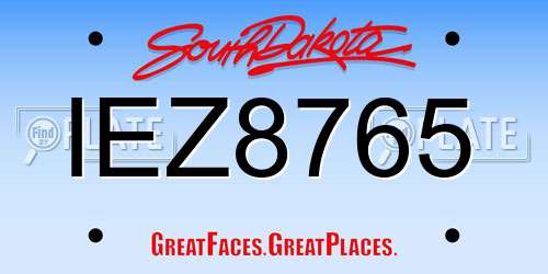 IEZ8765 South Dakota License Plate