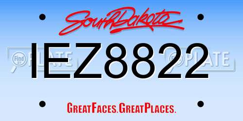 IEZ8822 South Dakota License Plate