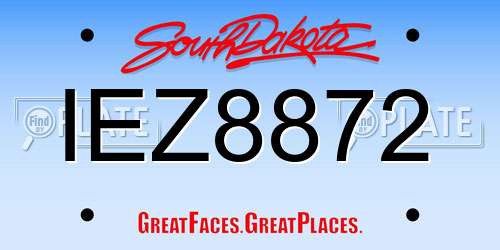 IEZ8872 South Dakota License Plate