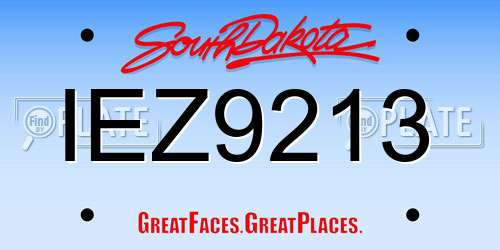 IEZ9213 South Dakota License Plate