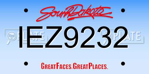 IEZ9232 South Dakota License Plate