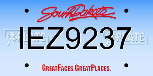 IEZ9237 South Dakota License Plate