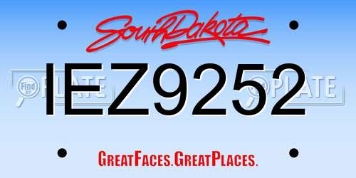 IEZ9252 South Dakota License Plate