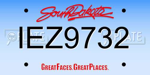 IEZ9732 South Dakota License Plate