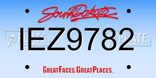 IEZ9782 South Dakota License Plate