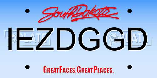 IEZDGGD South Dakota License Plate