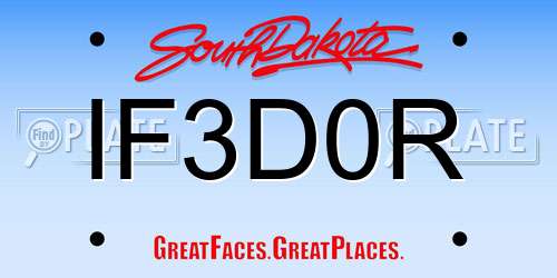 IF3D0R South Dakota License Plate
