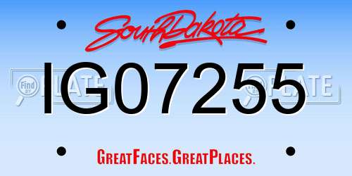 IG07255 South Dakota License Plate