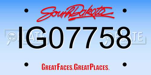 IG07758 South Dakota License Plate