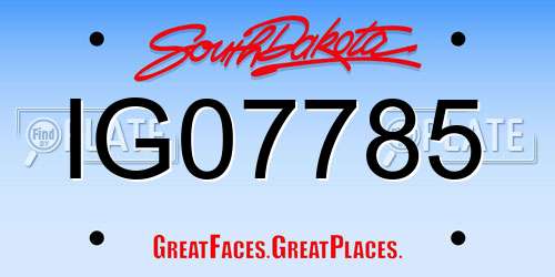 IG07785 South Dakota License Plate