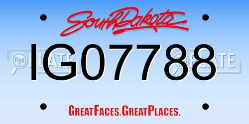 IG07788 South Dakota License Plate