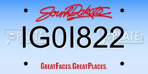IG0I822 South Dakota License Plate