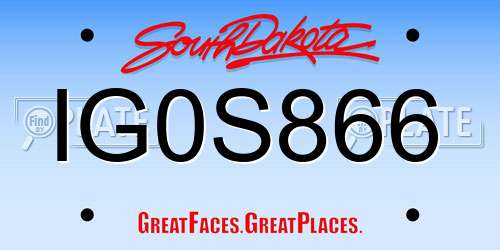 IG0S866 South Dakota License Plate