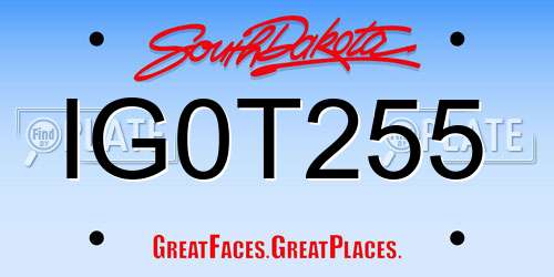 IG0T255 South Dakota License Plate