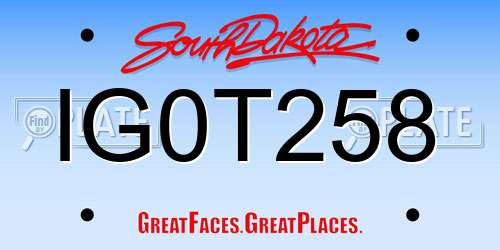 IG0T258 South Dakota License Plate