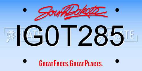IG0T285 South Dakota License Plate