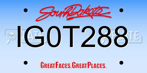 IG0T288 South Dakota License Plate