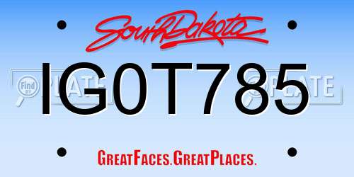 IG0T785 South Dakota License Plate