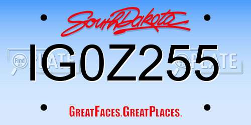 IG0Z255 South Dakota License Plate