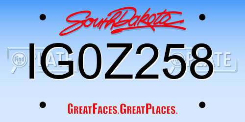 IG0Z258 South Dakota License Plate