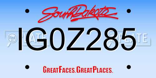 IG0Z285 South Dakota License Plate