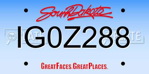 IG0Z288 South Dakota License Plate