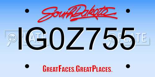 IG0Z755 South Dakota License Plate