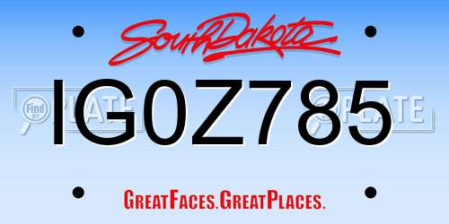IG0Z785 South Dakota License Plate
