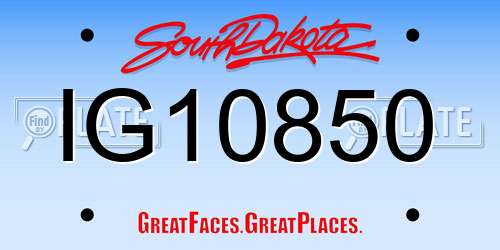 IG10850 South Dakota License Plate