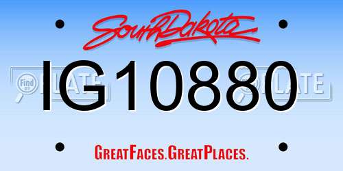 IG10880 South Dakota License Plate