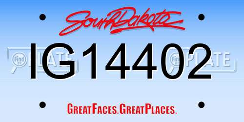 IG14402 South Dakota License Plate