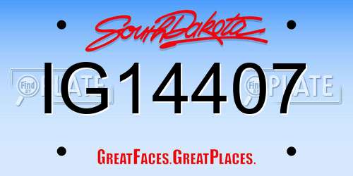 IG14407 South Dakota License Plate