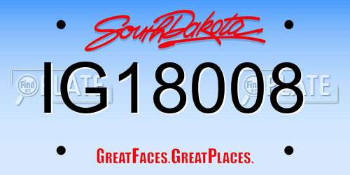 IG18008 South Dakota License Plate