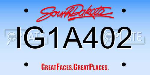 IG1A402 South Dakota License Plate
