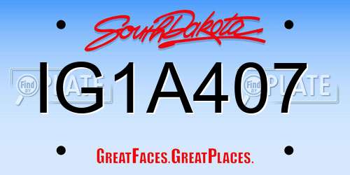 IG1A407 South Dakota License Plate