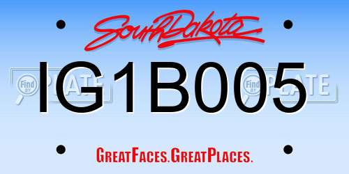IG1B005 South Dakota License Plate
