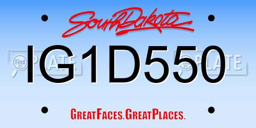IG1D550 South Dakota License Plate
