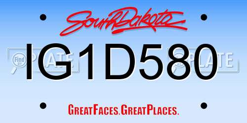 IG1D580 South Dakota License Plate
