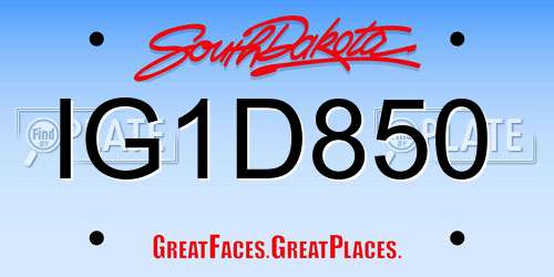 IG1D850 South Dakota License Plate